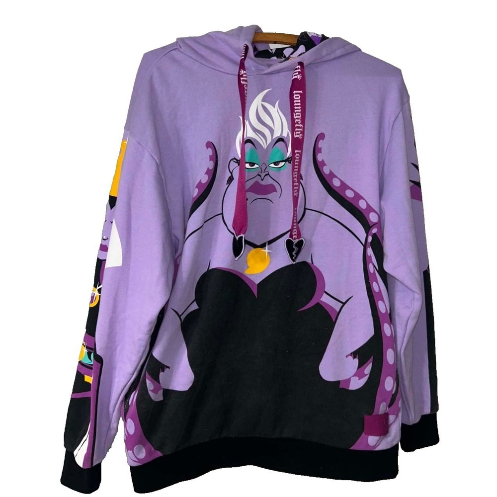 Loungefly Hoodie Disney Villains Curse Your Hearts Unisex Size S Ursula Purple